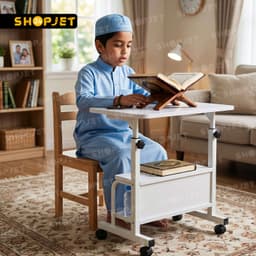 Double layer adjustable table - White Colour