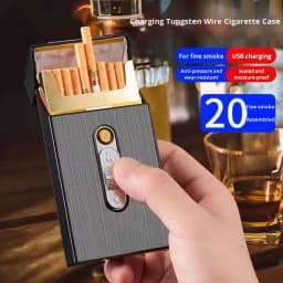 Premium Metal Cigarette Case with Rechargeable Lighter