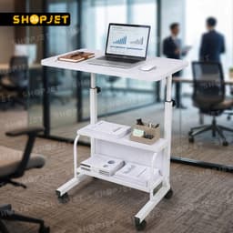 Double layer adjustable table - White Colour
