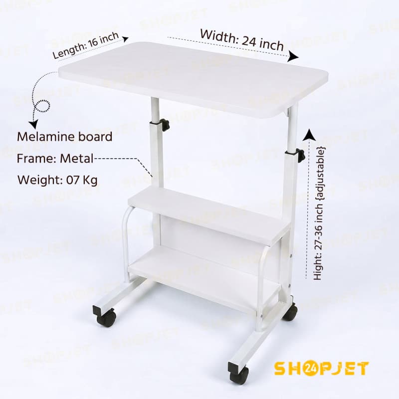 Double layer adjustable table - White Colour
