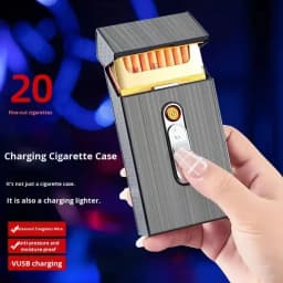 Premium Metal Cigarette Case with Rechargeable Lighter thumbnail
