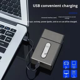 Premium Metal Cigarette Case with Rechargeable Lighter
